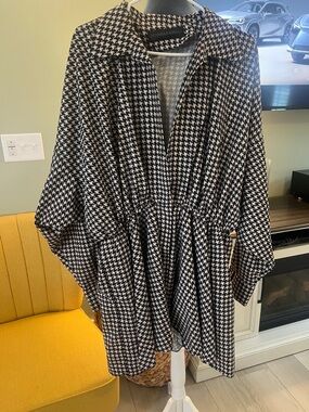 Norma Kamali Black and White Houndstooth Tunic